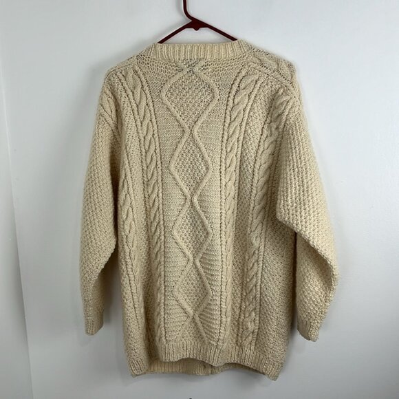 Yarn Point Crafts Canadian-Made Wool Fisherman's Cardigan Sweater - Picture 7 of 9